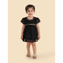 Fabindia Girls Black Self Design Dress-picture-37