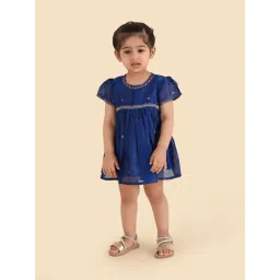 Fabindia Girls Blue Self Design Dress-picture-47