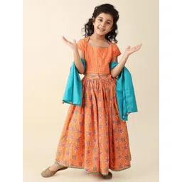 Fabindia Girls Embroidered Thread Work Ready to Wear Lehenga & Blouse With Dupatta-picture-17