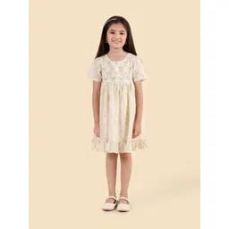 Fabindia Girls Ethnic Motifs Print Fit & Flare Dress-picture-31