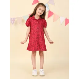 Fabindia Girls Floral Print Puff Sleeve Shirt Dress-picture-57