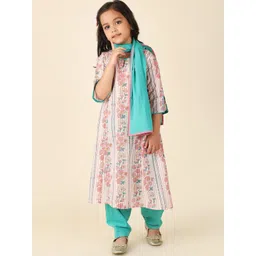 Fabindia Girls Floral Printed Pure Cotton Kurta with Salwar & Dupatta-picture-14