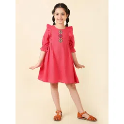 Fabindia Girls Printed Puff Sleeve A-Line Cotton Dress-picture-15