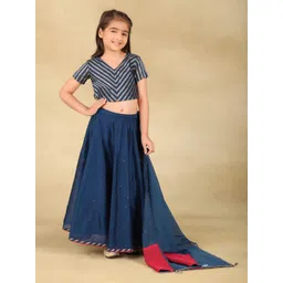 Fabindia Girls Printed Ready to Wear Lehenga & Blouse With Dupatta-picture-52