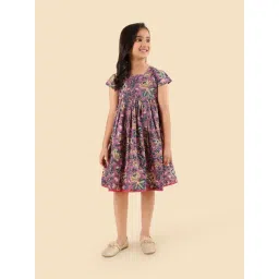 Fabindia Girls Purple Cotton Printed Dress-picture-15