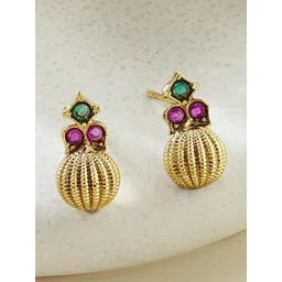 Fabindia Gold-Plated Artificial Stones Studded Geometric Studs-picture-10