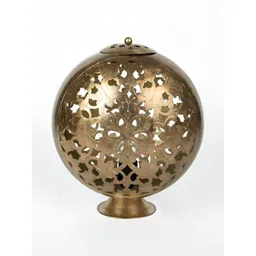 Fabindia Gold-Toned Textured Cutwork Spherical Shaped Ambient Table Lamp-picture-41
