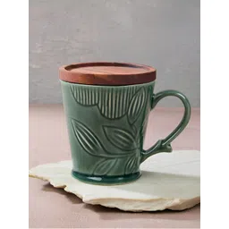 Fabindia Green & Brown Floral Printed Ceramic Glossy Mugs Set of Cups and Mugs-picture-15