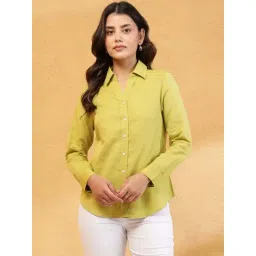 Fabindia Green Cotton Linen Slim Fit Shirt-picture-28