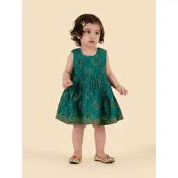 Fabindia Green Cotton Silk Hand Block Printed Dress-picture-39