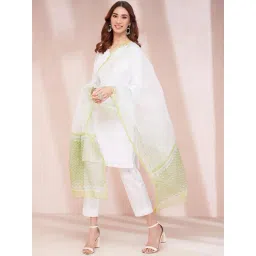 Fabindia Green Cotton Silk Printed Dupatta-picture-17