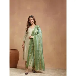 Fabindia Green Cotton Silk Woven Design Dupatta-picture-34