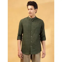 Fabindia Green Cotton Slim Fit Shirts-picture-22