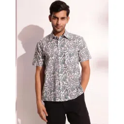 Fabindia Green Cotton Straight Fit Printed Shirt-picture-33