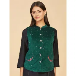 Fabindia Green Embellished Jacket-picture-42