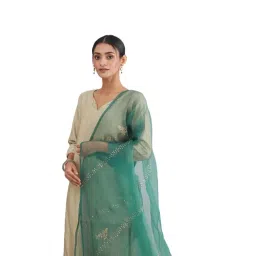 Fabindia Green Embroidered Dupatta-picture-38