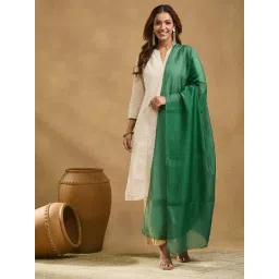 Fabindia Green Embroidered Dupatta-picture-30