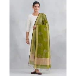 Fabindia Green Printed Dupatta-picture-29