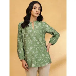 Fabindia Green Printed Long Sleeves Tunic-picture-34
