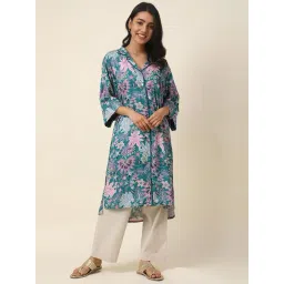 Fabindia Green Printed Straight Kurta-picture-31