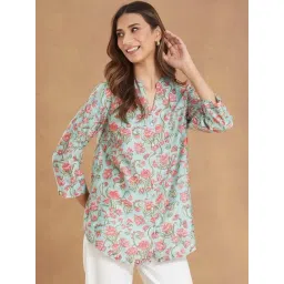 Fabindia Green Regular Fit Printed Tunic-picture-48