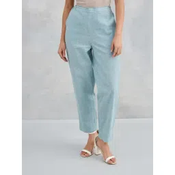 Fabindia Green Regular Fit Striped Trousers-picture-38