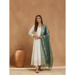 Fabindia Green Silk Blend Dupatta-picture-40