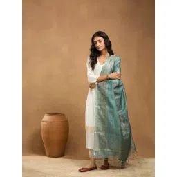 Fabindia Green Silk Printed Dupatta-picture-43