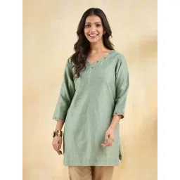Fabindia Green Slim Fit Kurtis-picture-19