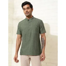 Fabindia Green Slim Fit Woven Design Shirt-picture-46