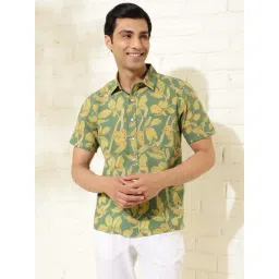Fabindia Green Straight Fit Printed Shirt-picture-21
