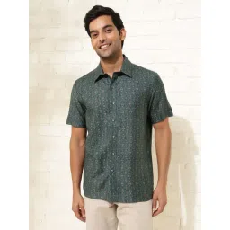 Fabindia Green Viscose Silk Straight Fit Printed Shirts-picture-19