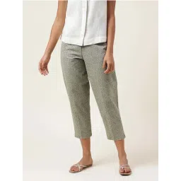 Fabindia Grey & Green Cotton Printed Cropped Pants-picture-10