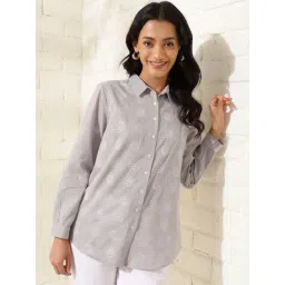 Fabindia Grey Cotton Chikankari Shirt-picture-32