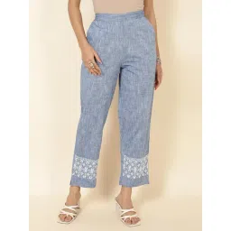 Fabindia Grey Cotton Embroidered Pants-picture-21
