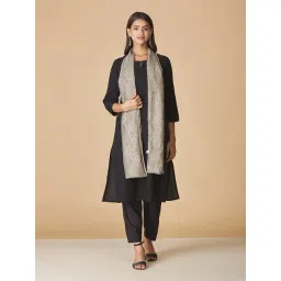 Fabindia Grey Cotton Silk Printed Stole-picture-28
