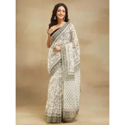 Fabindia Grey Printed Saree-picture-32