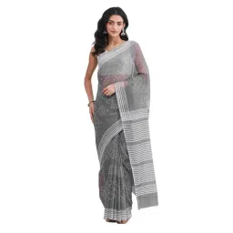 Fabindia Grey Printed Saree-picture-38