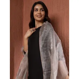 Fabindia Grey Silk Blend Woven Stole image 1