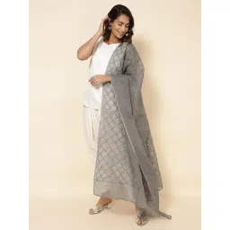 Fabindia Grey Woven Pattern Dupatta-picture-43