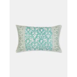 Fabindia Gulbagh Blue & White Floral Printed Cotton Rectangle Cushion Cover-picture-13