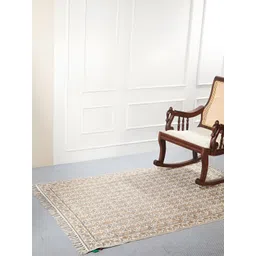 Fabindia Gulbagh Grey & Yellow Ethnic Motifs Printed Dhurrie-picture-12