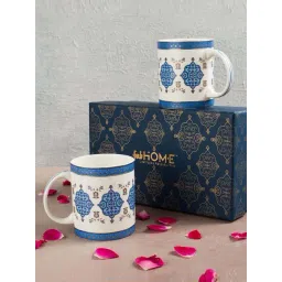 Fabindia Gulmohar Blue Ceramic Printed Mug - Set of 2 (270 ml)-image-7