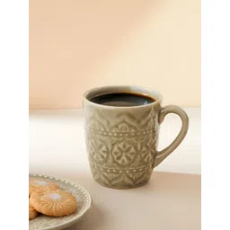Fabindia Hamza Olive Green Textured Ceramic Glossy Mug 280ml-image-14