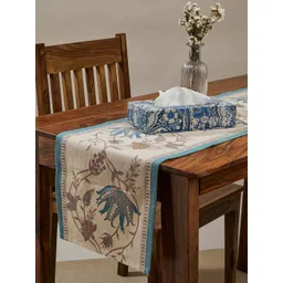 Fabindia Idika Blue & Cream-Colored Printed Pure Cotton Table Runner-picture-42