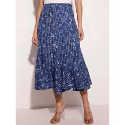 Fabindia Indigo Cotton Hand Block Printed Skirt Midi-picture-37