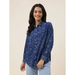 Fabindia Indigo Cotton Printed Shirt-picture-15