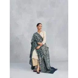 Fabindia Indigo Cotton Silk Blend Dabu Printed Dupatta-picture-24