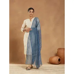 Fabindia Indigo Cotton Silk Dupatta-picture-32