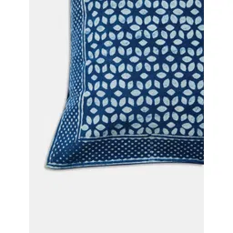 Fabindia Indigo Roshan Dabu Blue & White Floral Printed Cotton Square Cushion Cover-picture-21